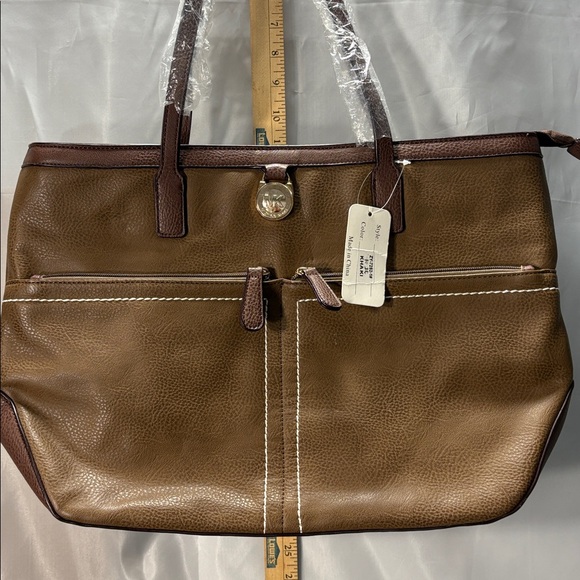 Michael Kors Brown Leather Tote with Gold Accents (replica) - Picture 12 of 14